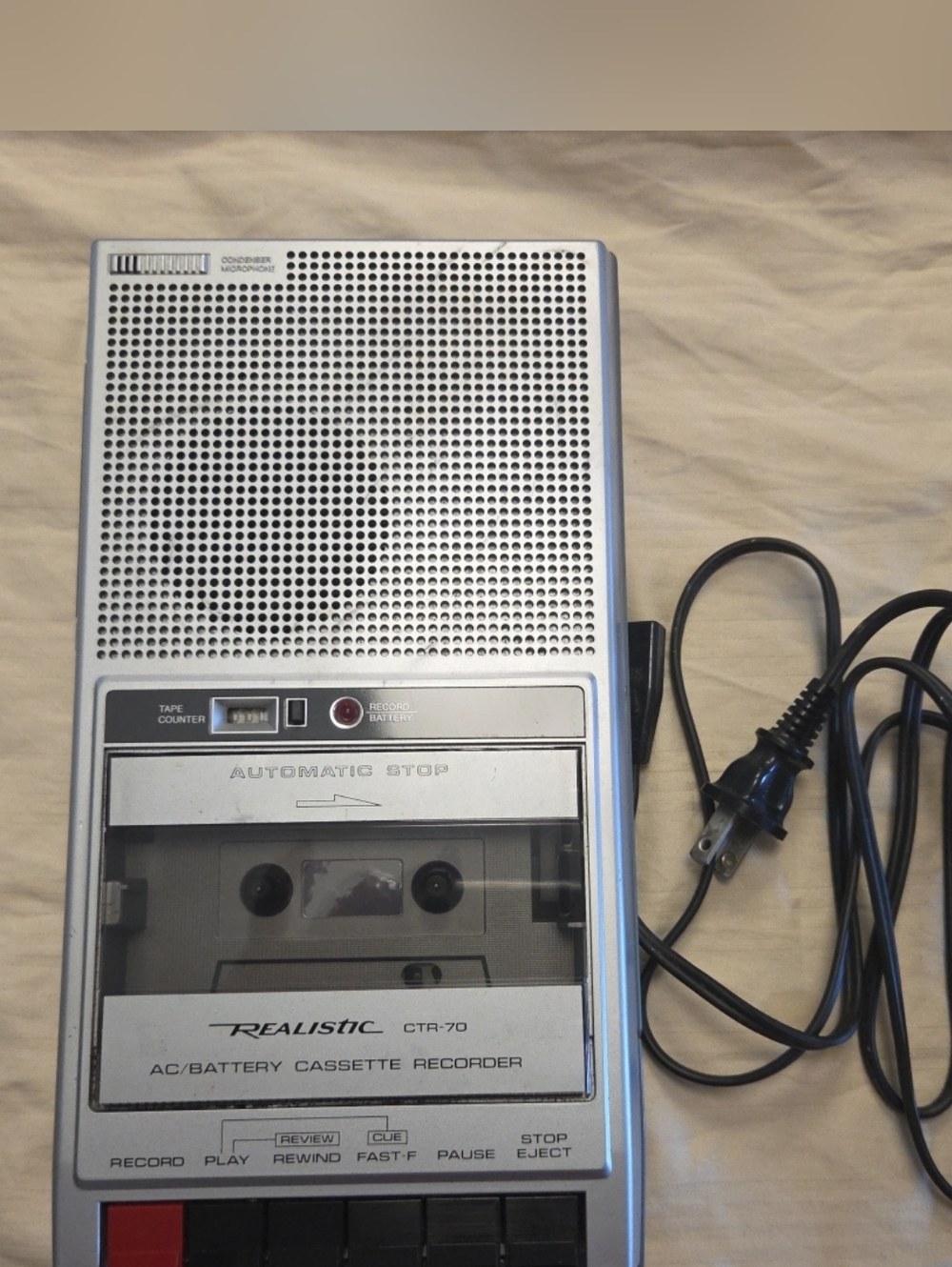 Realistic CTR-70 Vintage Portable Cassette Recorder W Cord Tested Working